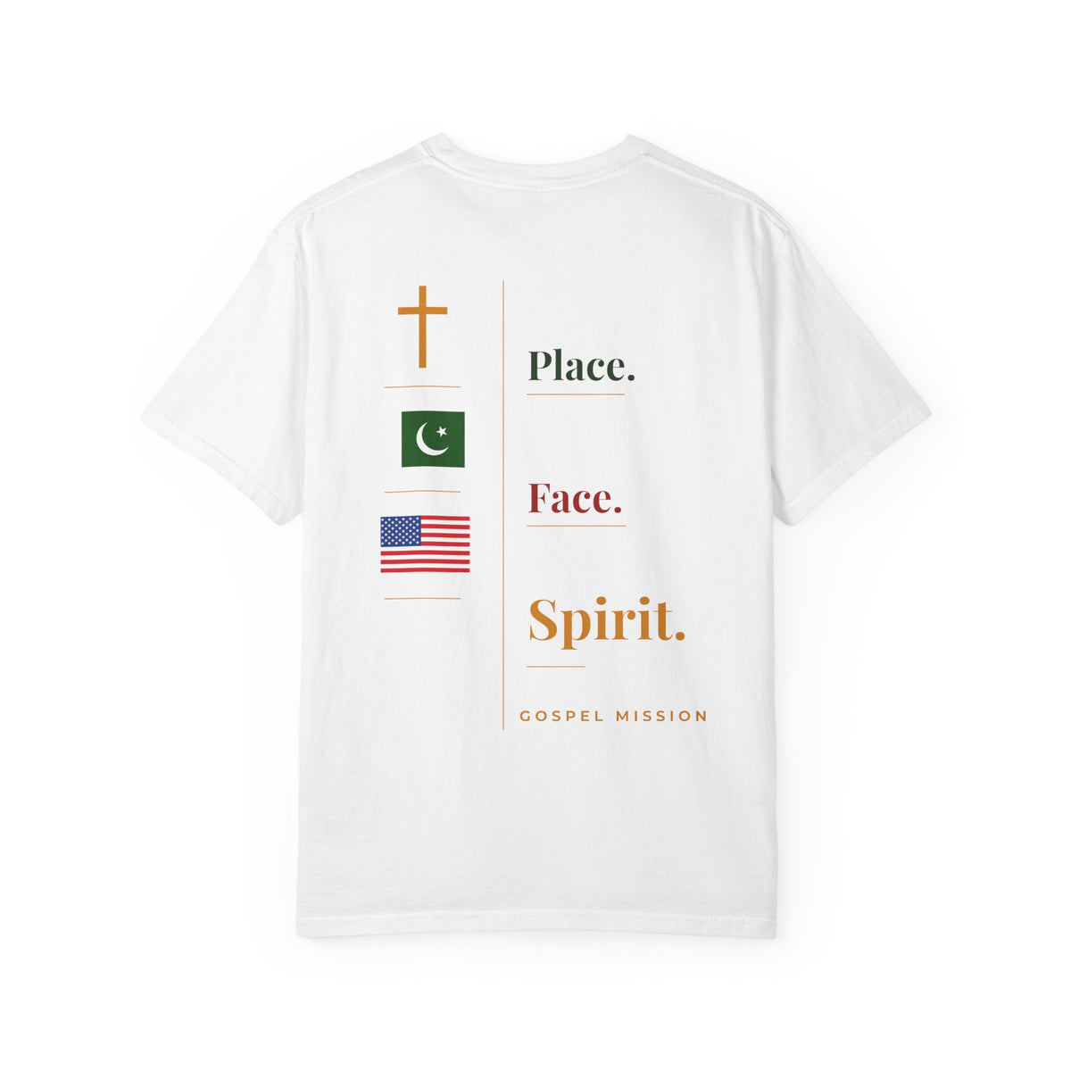 Mission Trip T-Shirt — "Place. Face. Spirit." Gospel Mission Tee